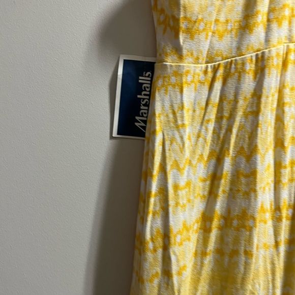 Carole Little Yellow and White Polyester V-Neck Sleeveless Print Maxi Size Small - Picture 13 of 14